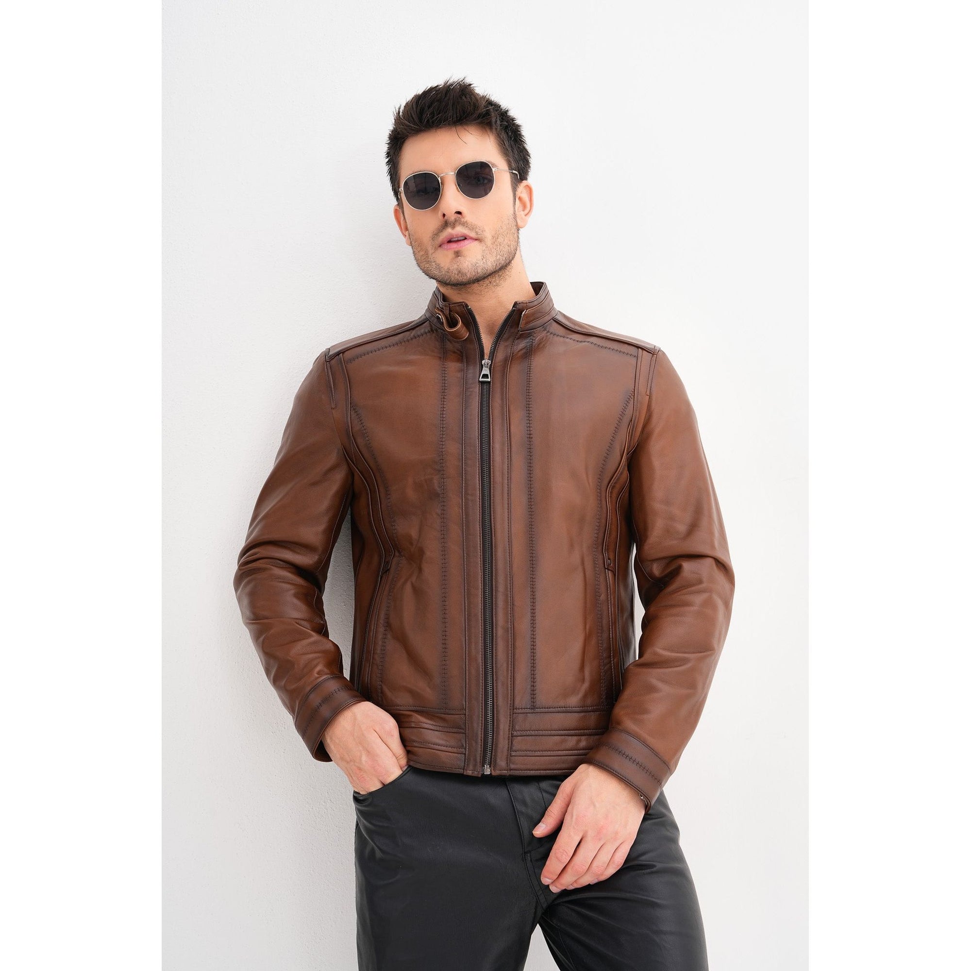 Vinci The Arezzo Brown Leather Men Jacket