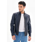 The Arezzo Navy Blue Leather Men Jacket