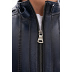 The Arezzo Navy Blue Leather Men Jacket