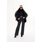 The Elise Black Shearling Leather Jacket
