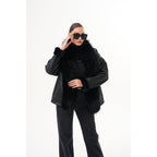 The Elise Black Shearling Leather Jacket