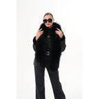 The Elise Black Shearling Leather Jacket
