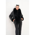 The Elise Black Shearling Leather Jacket