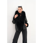 The Elise Black Shearling Leather Jacket
