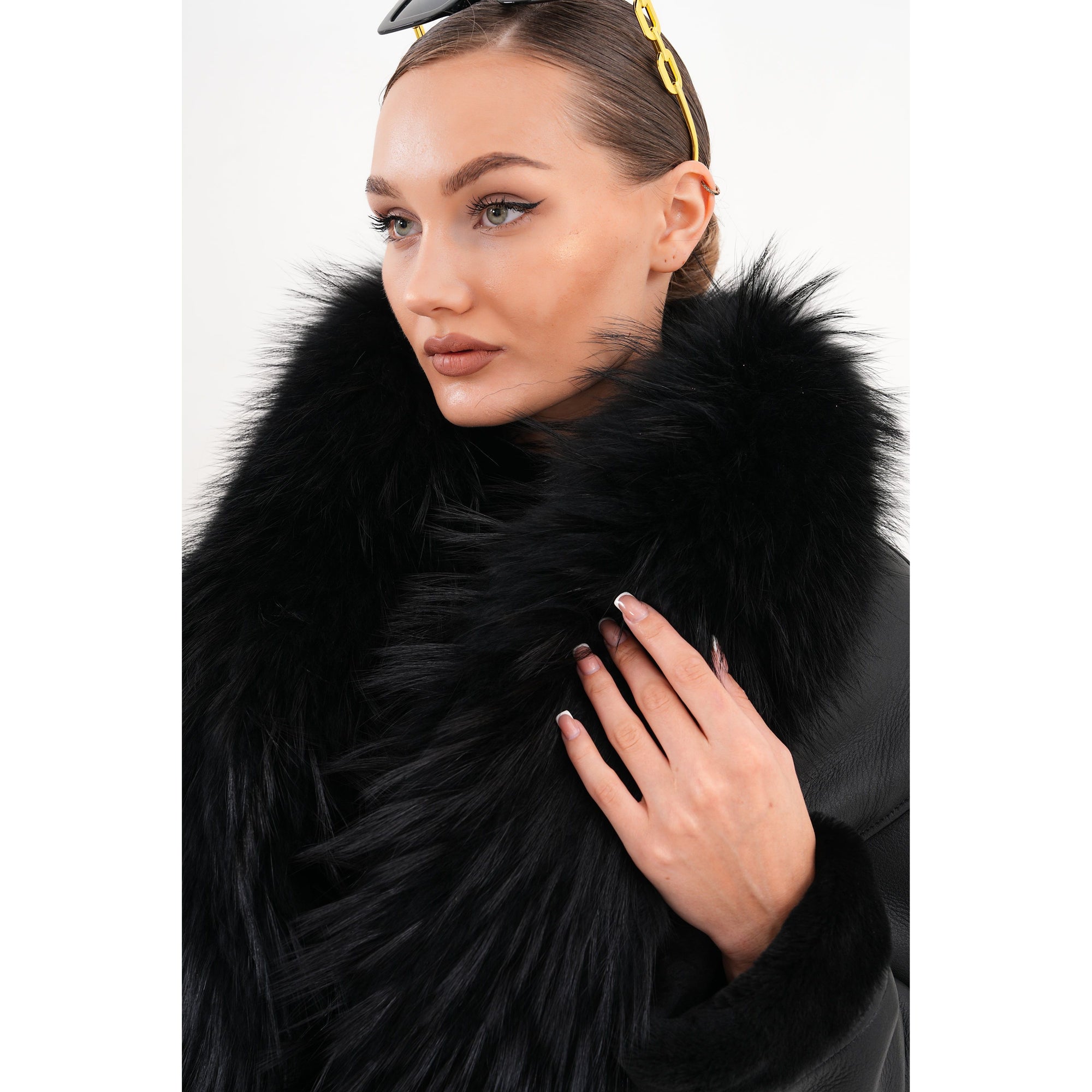 The Elise Black Shearling Leather Jacket