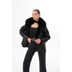 The Duchess Shearling Black Leather Women Jacket