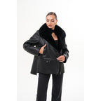 The Duchess Shearling Black Leather Women Jacket
