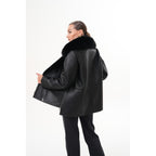 The Duchess Shearling Black Leather Women Jacket