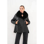 The Duchess Shearling Black Leather Women Jacket