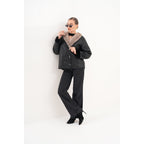 The Estelle Black & Beige Shearling Leather Women Jacket