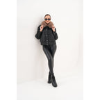 The Auretta Brown Collar Shearling Leather Women Jacket