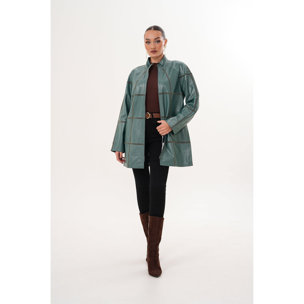 Vinci The Prado Reversible Green Leather Women Jacket