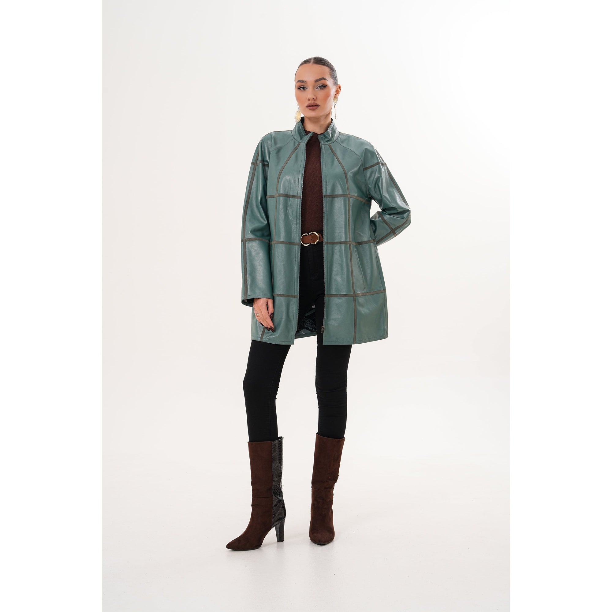 Vinci The Prado Reversible Green Leather Women Jacket