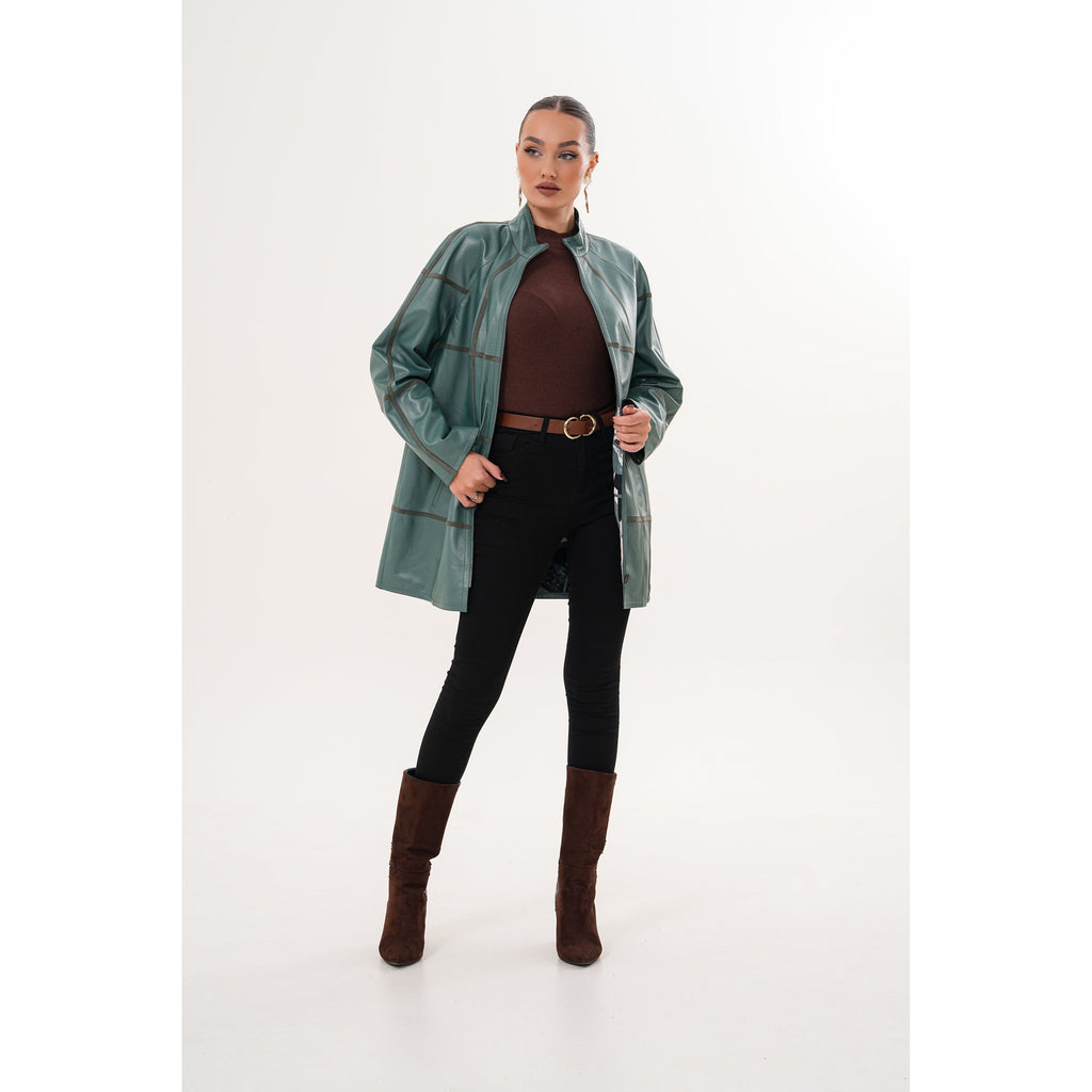 Vinci The Prado Reversible Green Leather Women Jacket