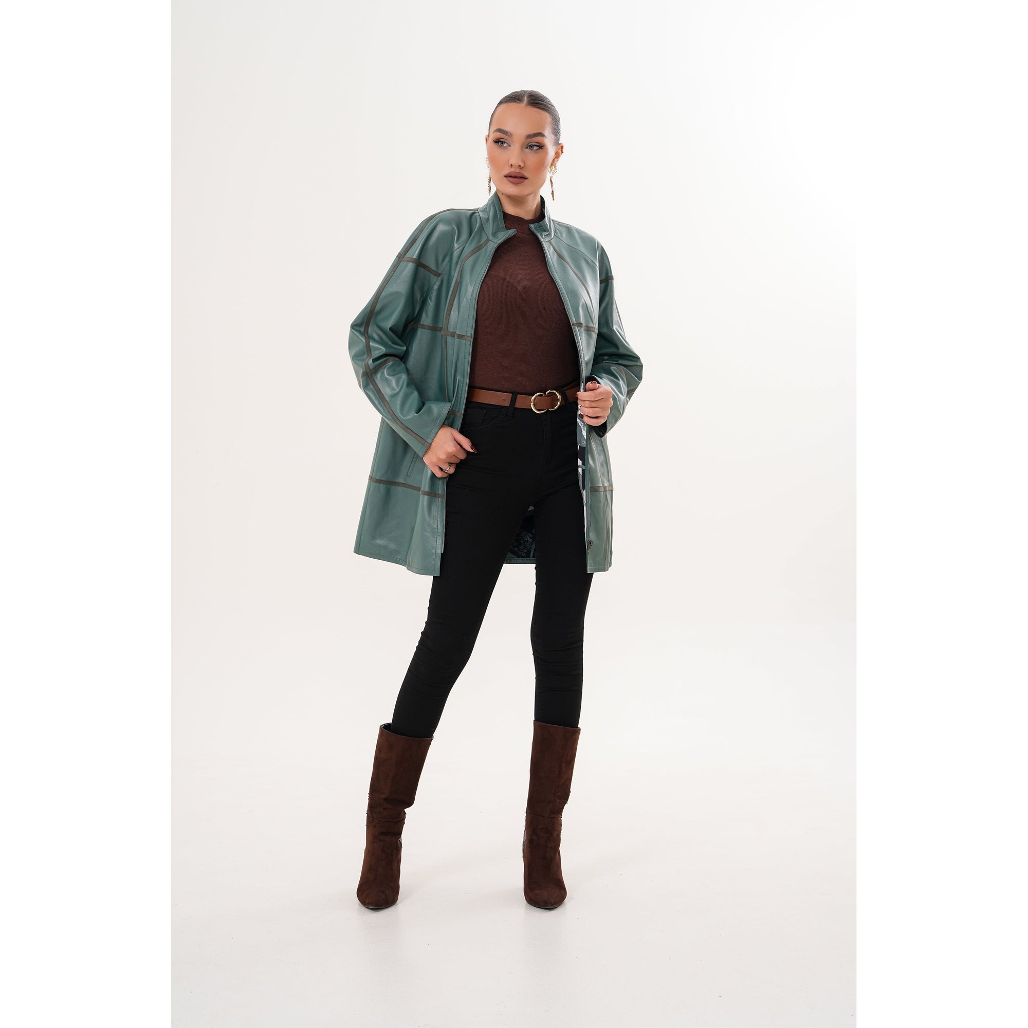 Vinci The Prado Reversible Green Leather Women Jacket
