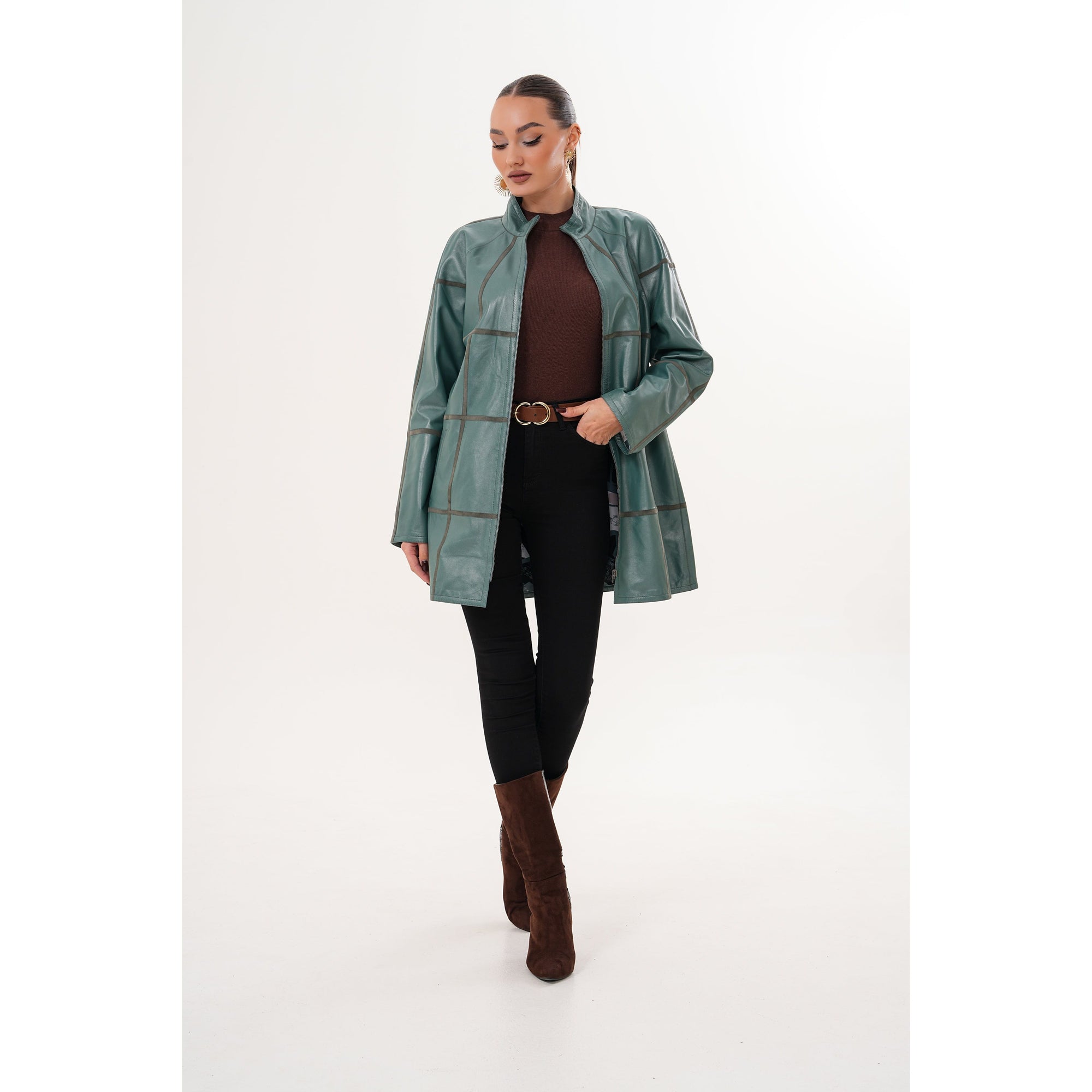 Vinci The Prado Reversible Green Leather Women Jacket