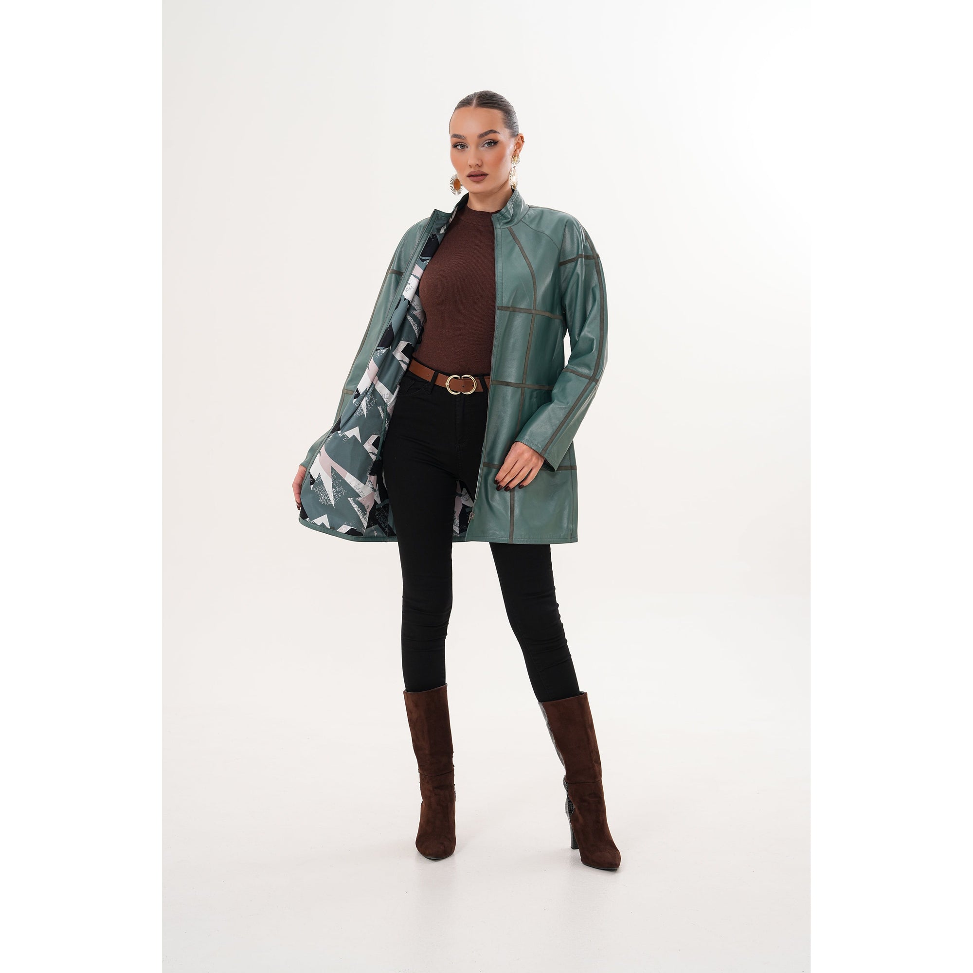 Vinci The Prado Reversible Green Leather Women Jacket