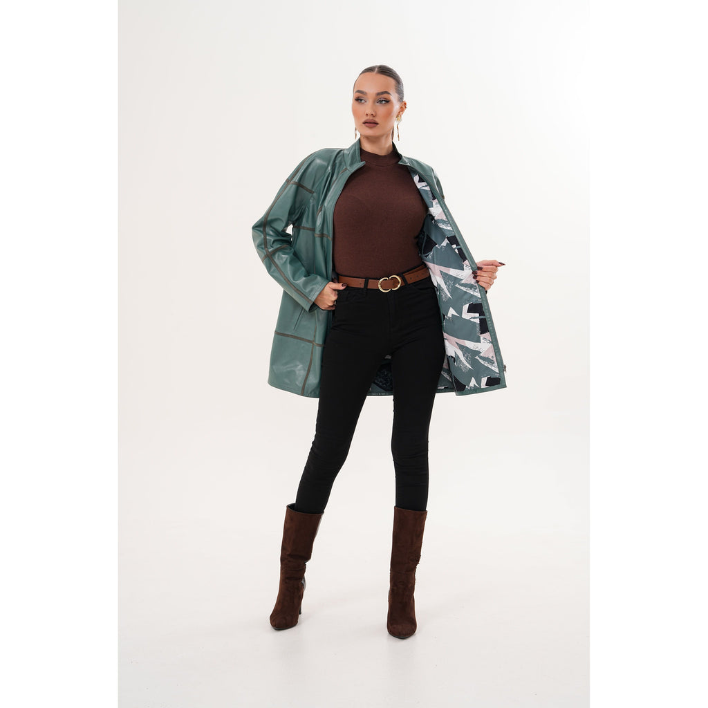Vinci The Prado Reversible Green Leather Women Jacket