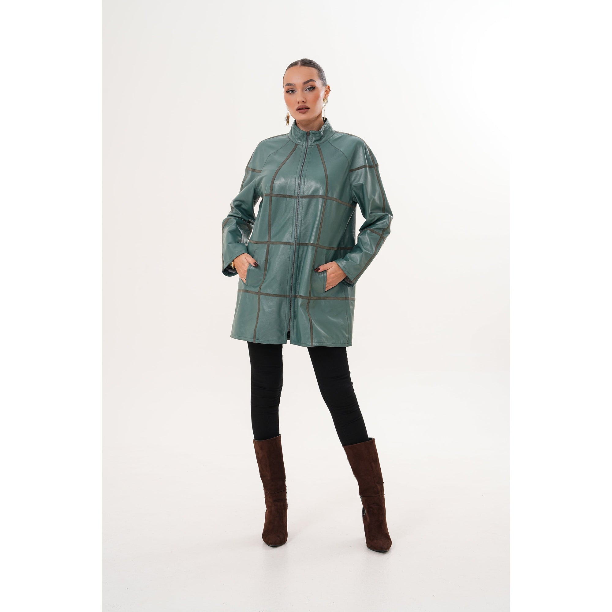 Vinci The Prado Reversible Green Leather Women Jacket