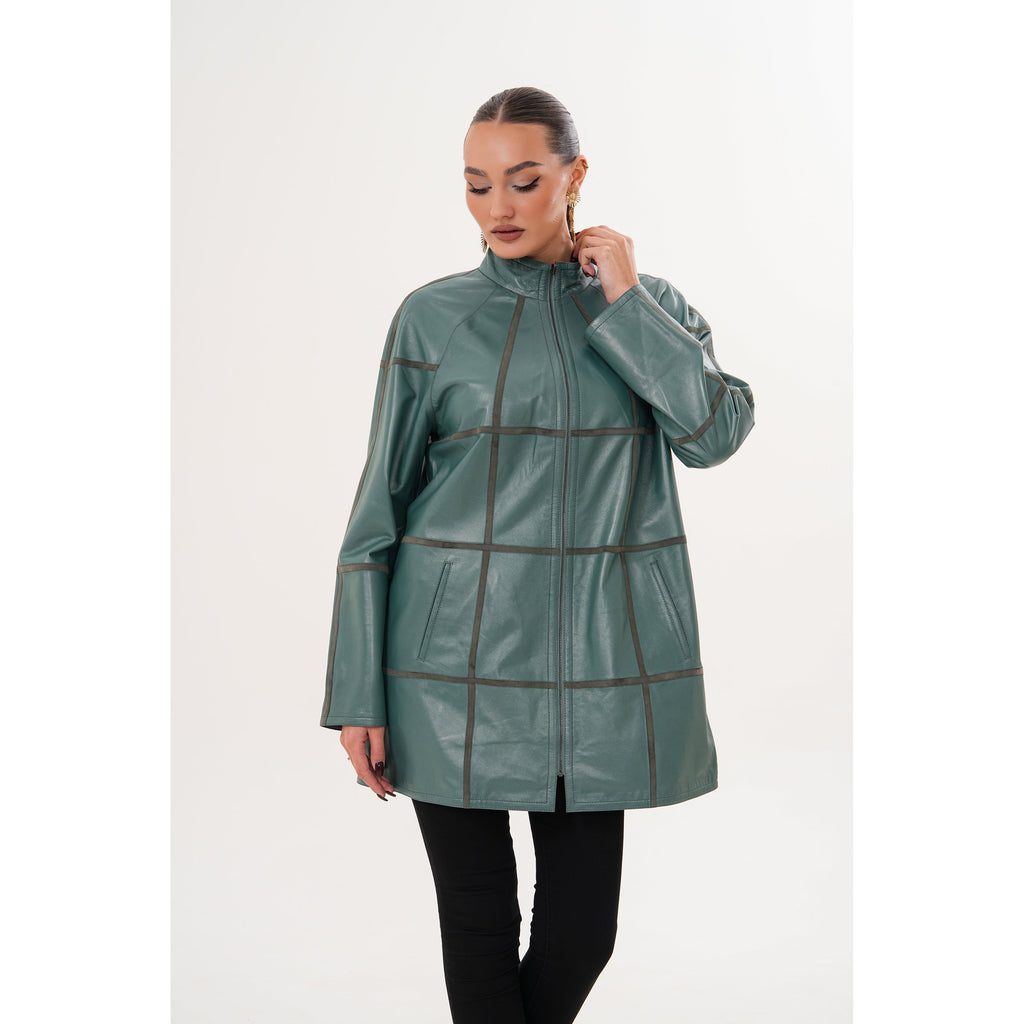 Vinci The Prado Reversible Green Leather Women Jacket