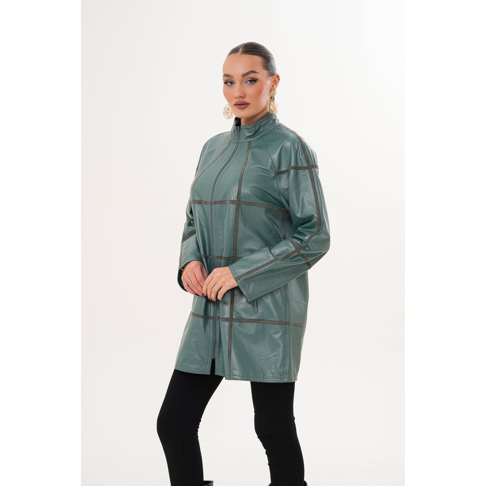 Vinci The Prado Reversible Green Leather Women Jacket