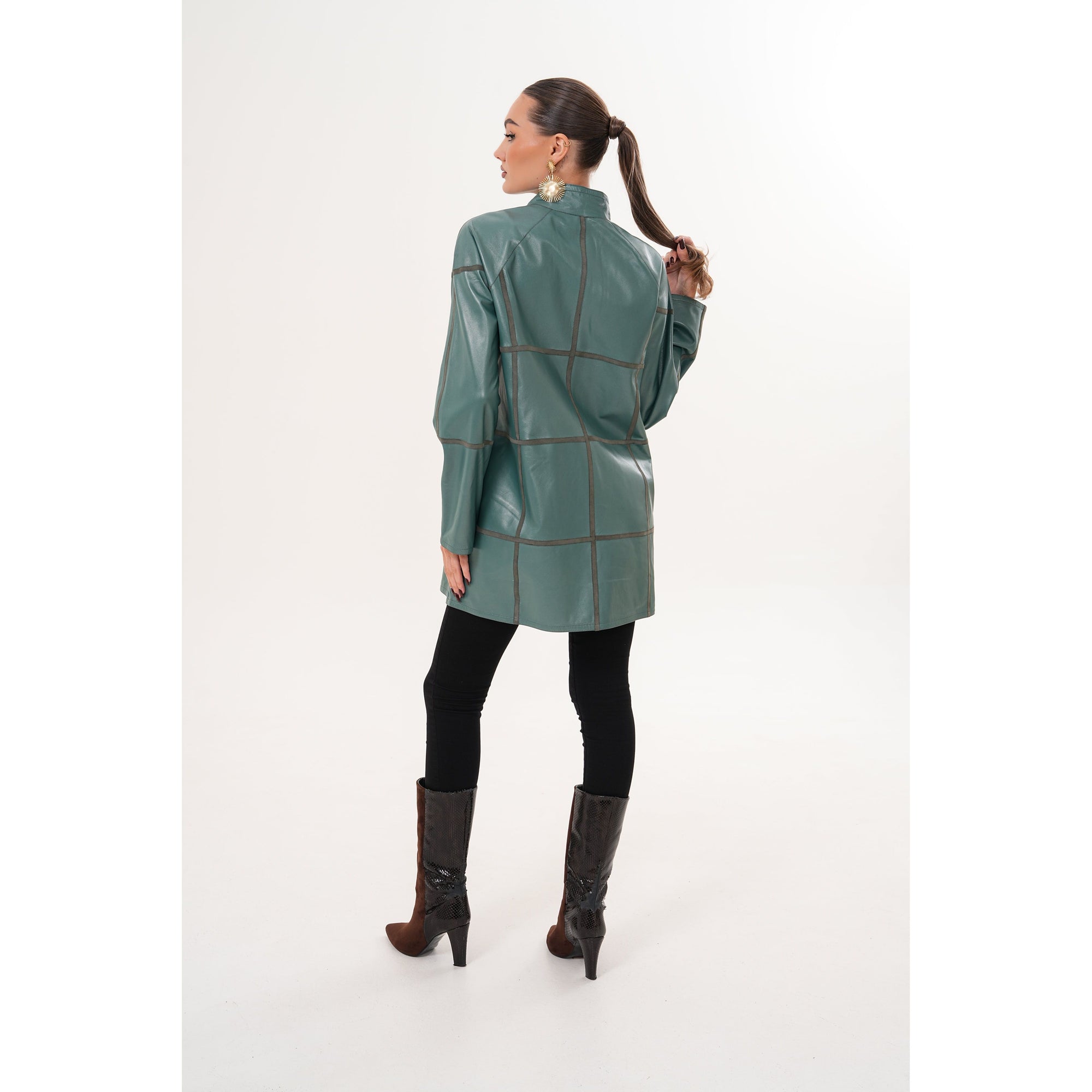 Vinci The Prado Reversible Green Leather Women Jacket
