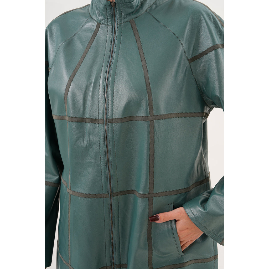 Vinci The Prado Reversible Green Leather Women Jacket