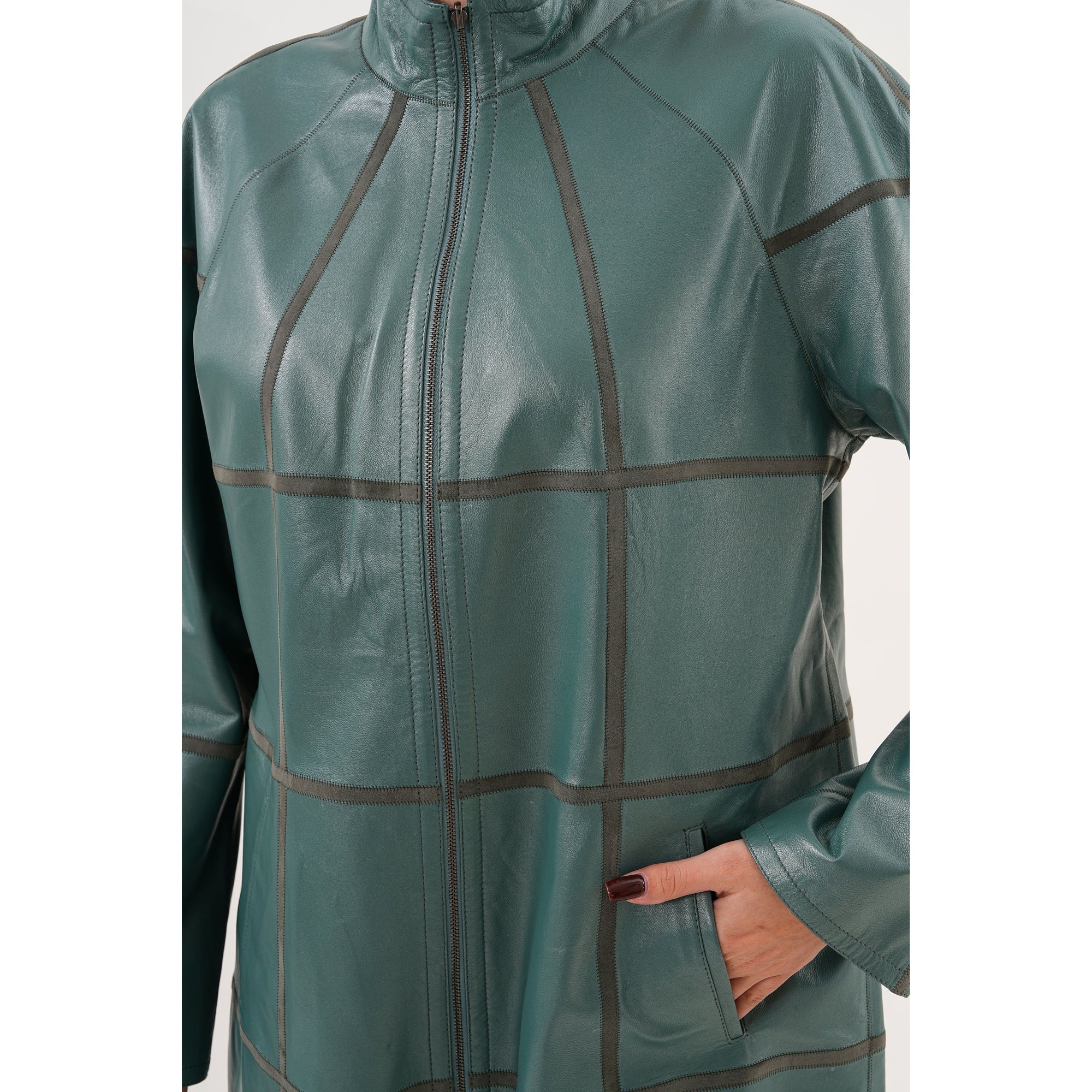 Vinci The Prado Reversible Green Leather Women Jacket