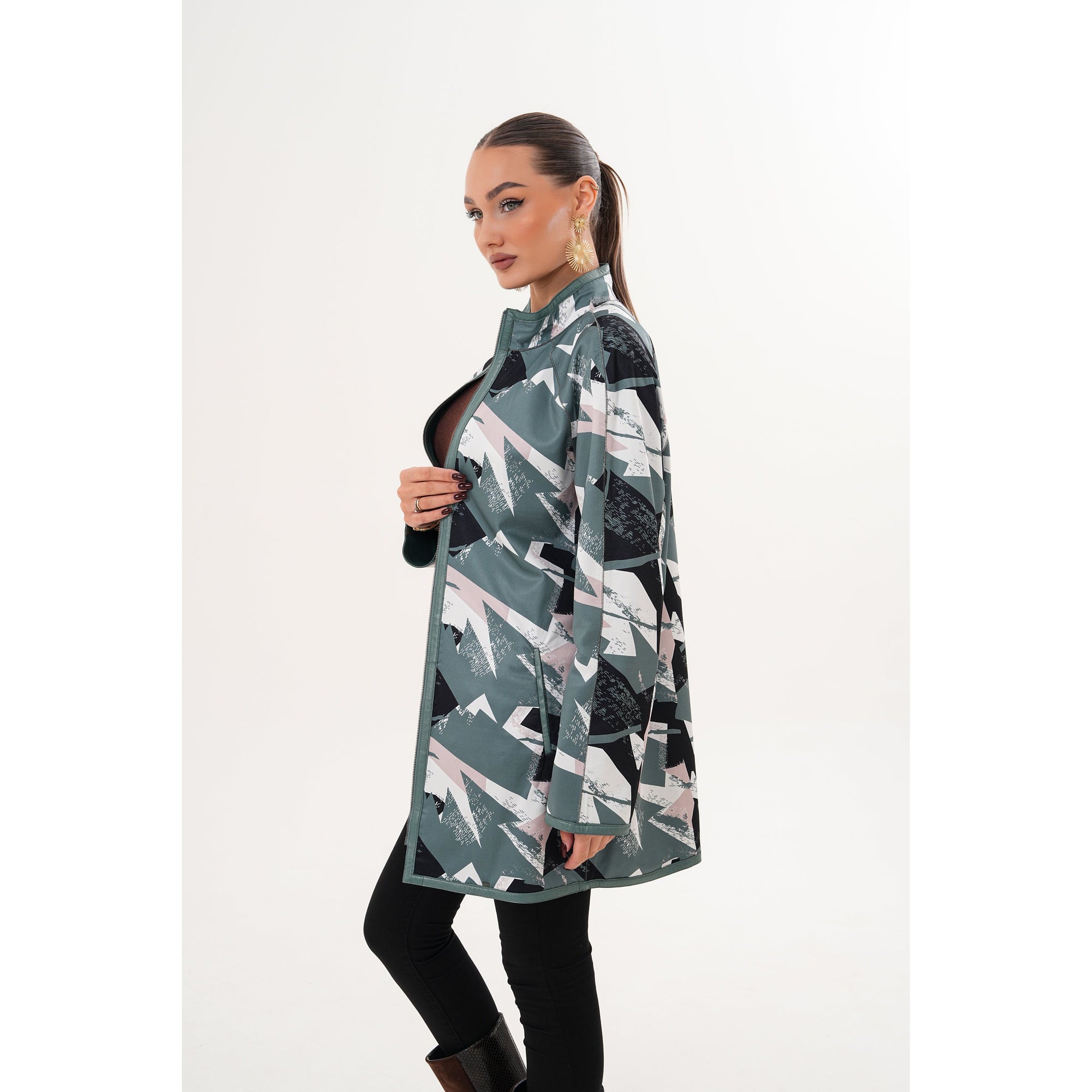 Vinci The Prado Reversible Green Leather Women Jacket