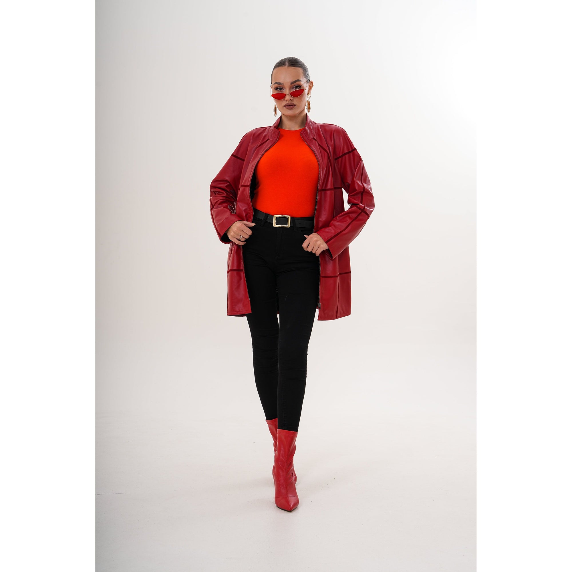Vinci The Prado Reversible Red Leather Women Jacket
