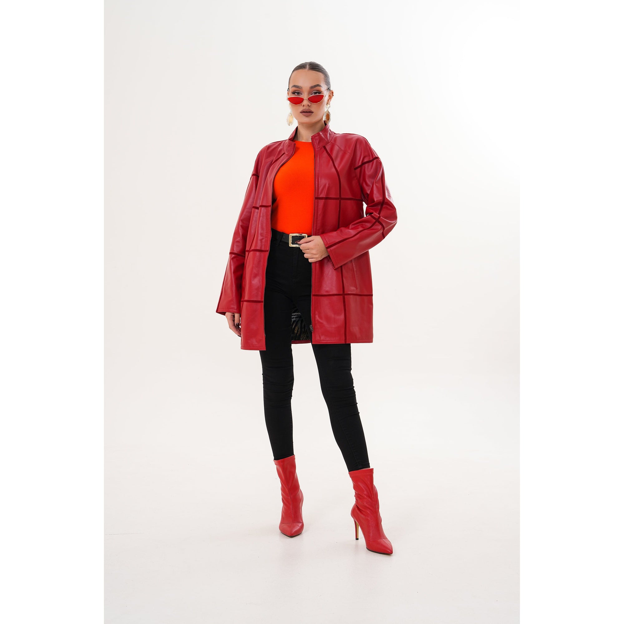 Vinci The Prado Reversible Red Leather Women Jacket