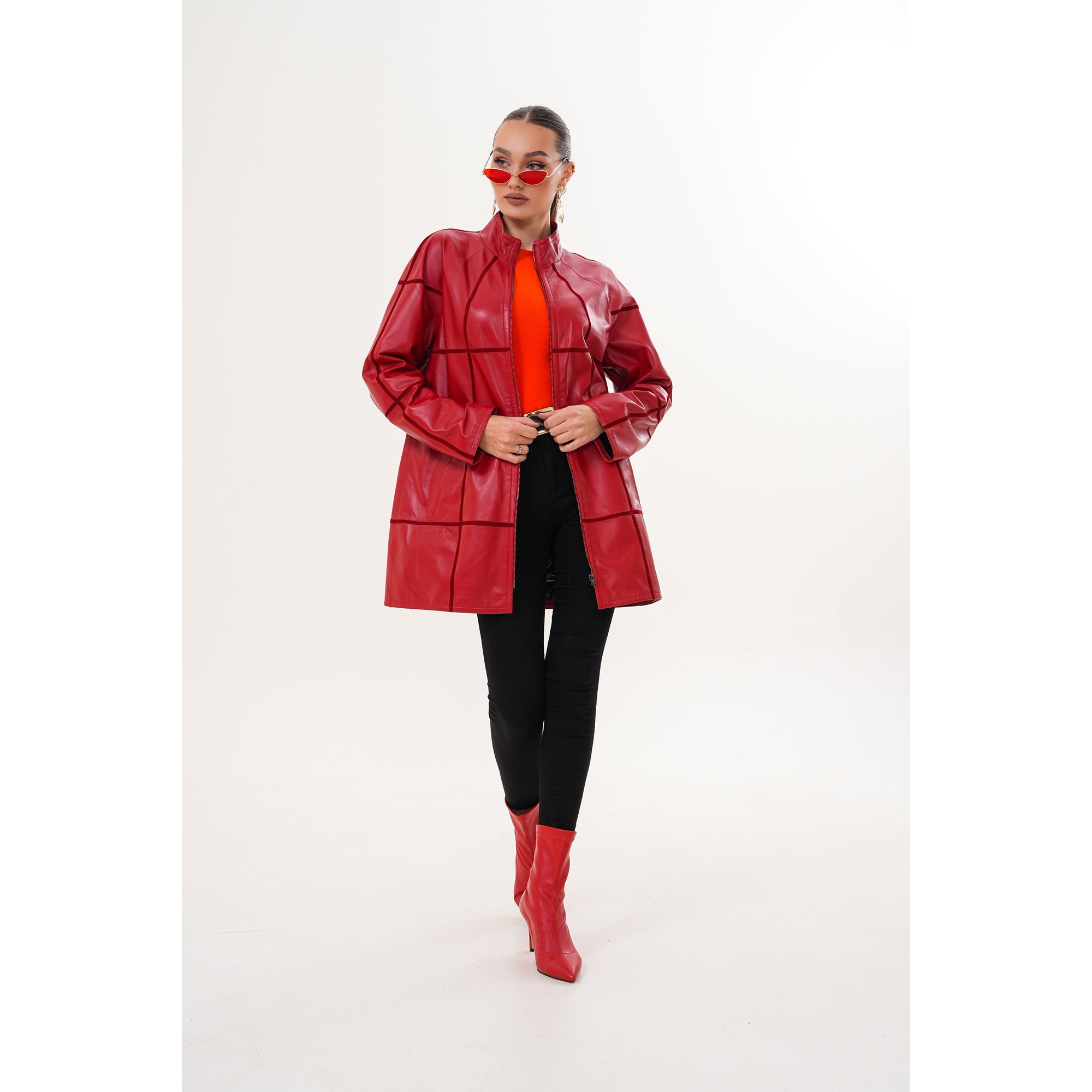 Vinci The Prado Reversible Red Leather Women Jacket
