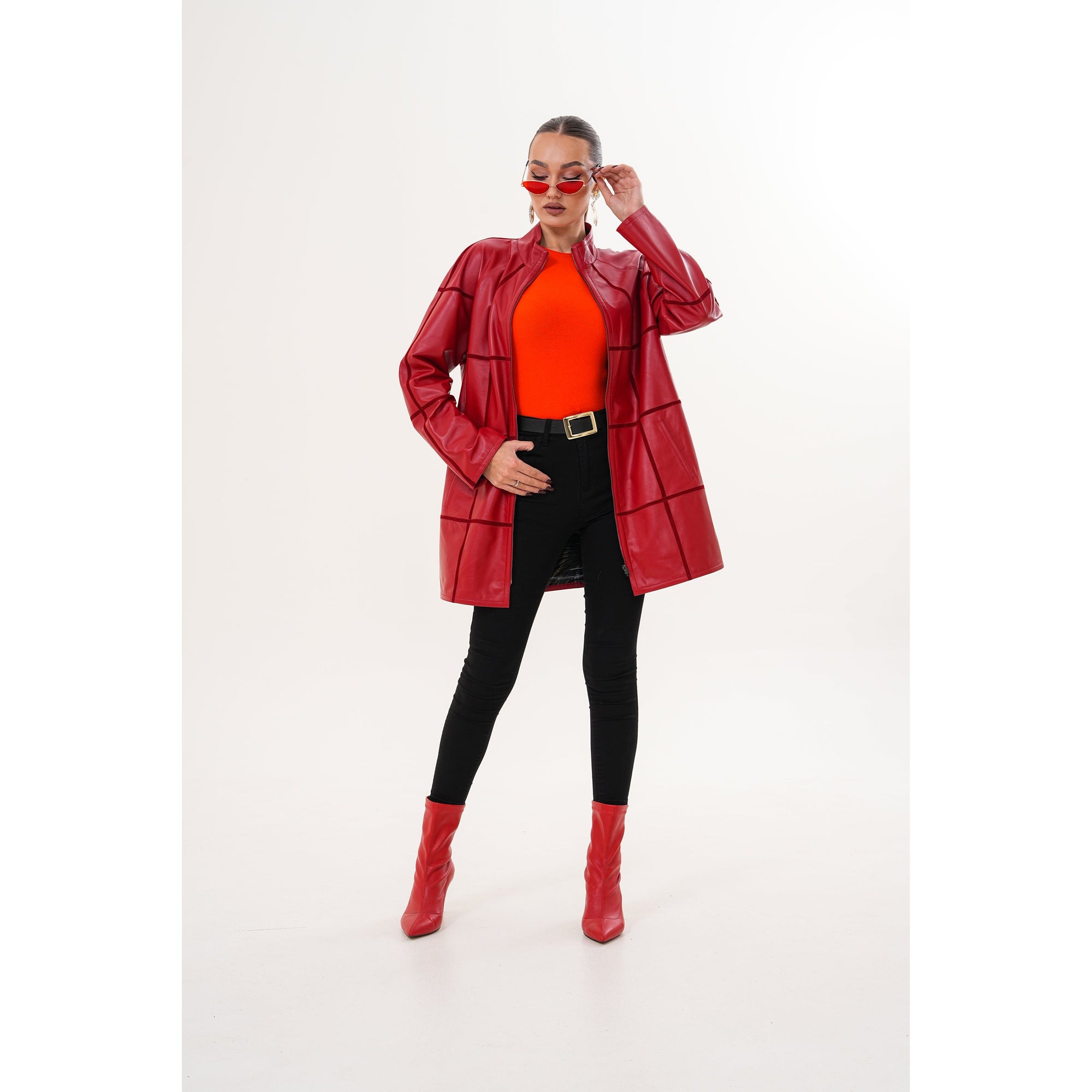Vinci The Prado Reversible Red Leather Women Jacket
