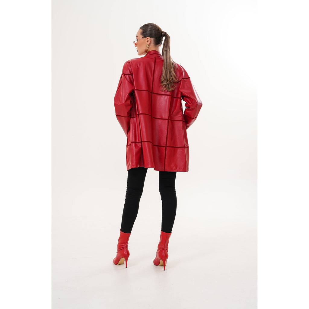 Vinci The Prado Reversible Red Leather Women Jacket