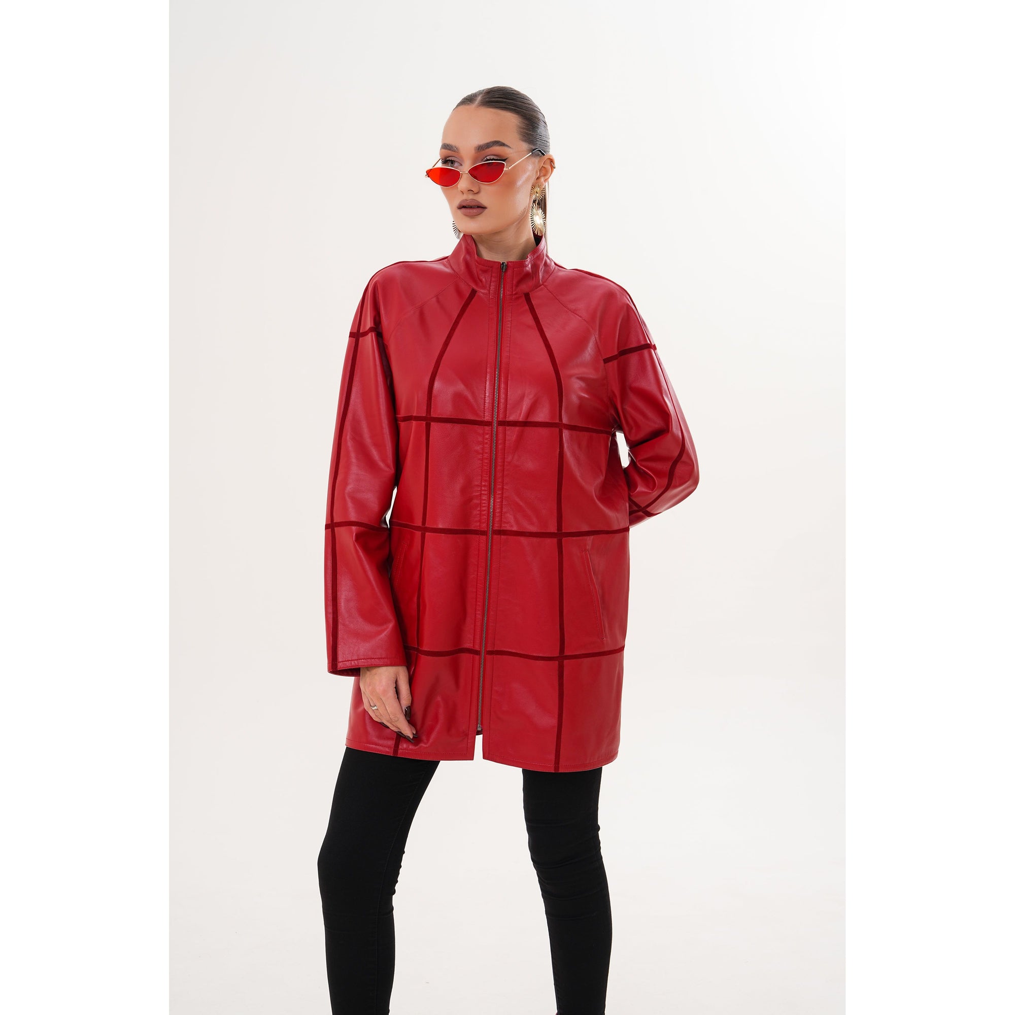 Vinci The Prado Reversible Red Leather Women Jacket