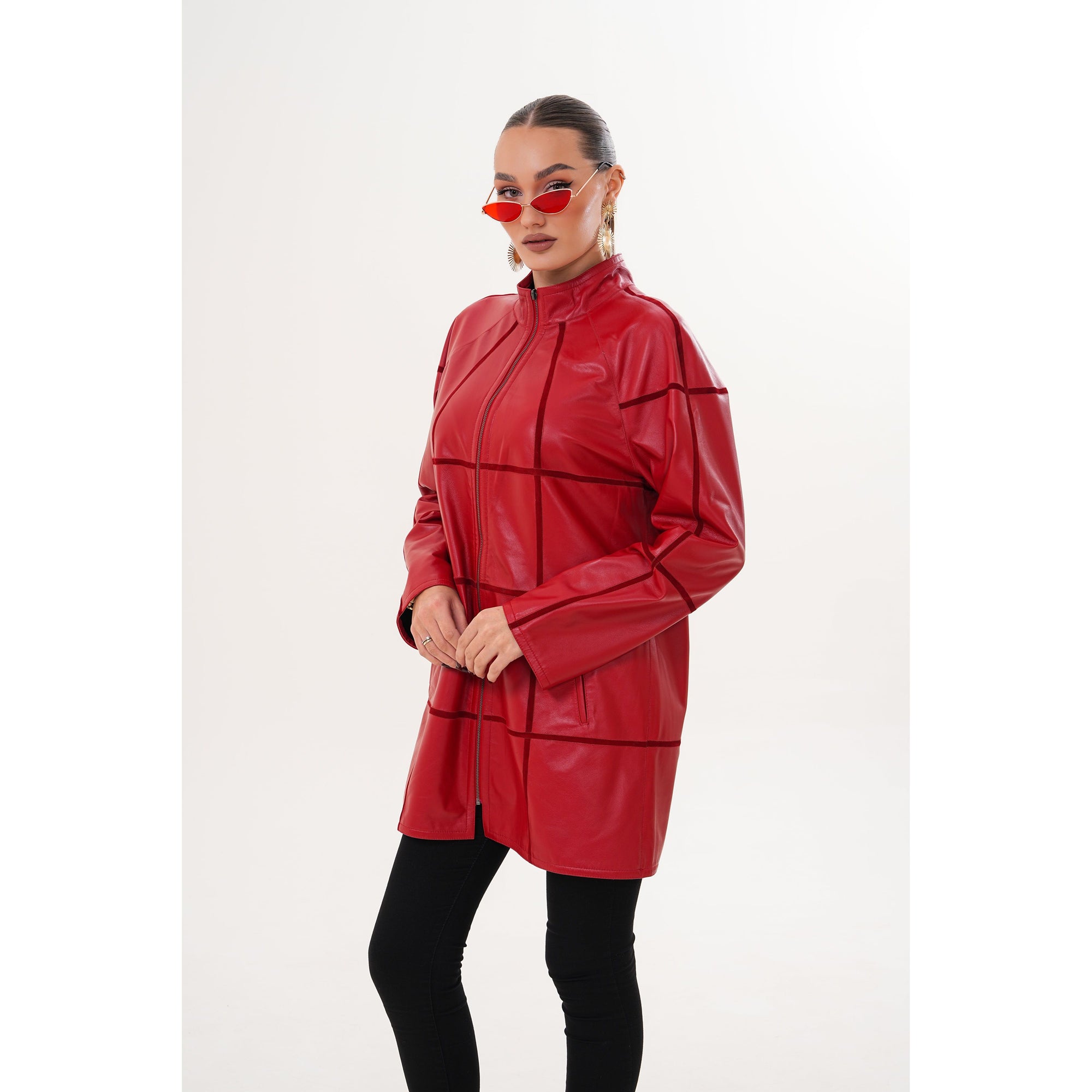 Vinci The Prado Reversible Red Leather Women Jacket