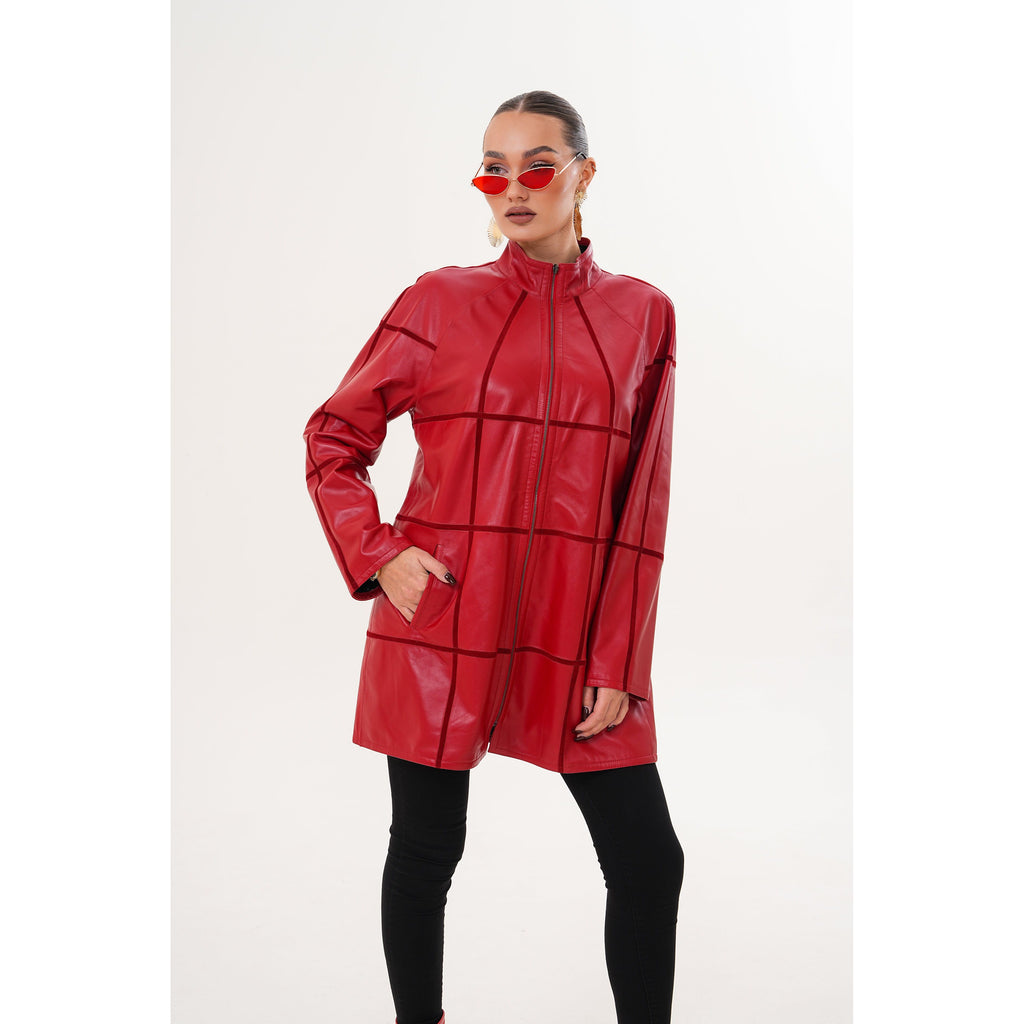 Vinci The Prado Reversible Red Leather Women Jacket