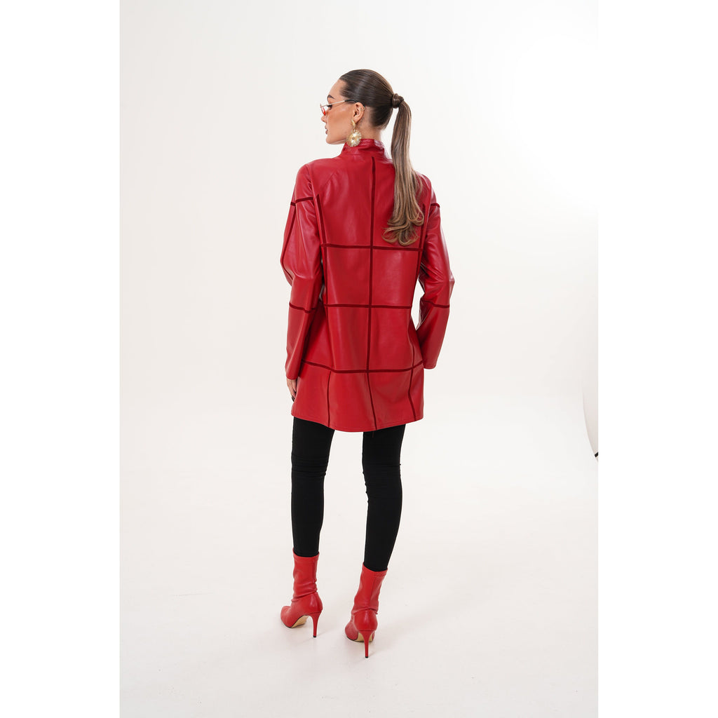 Vinci The Prado Reversible Red Leather Women Jacket
