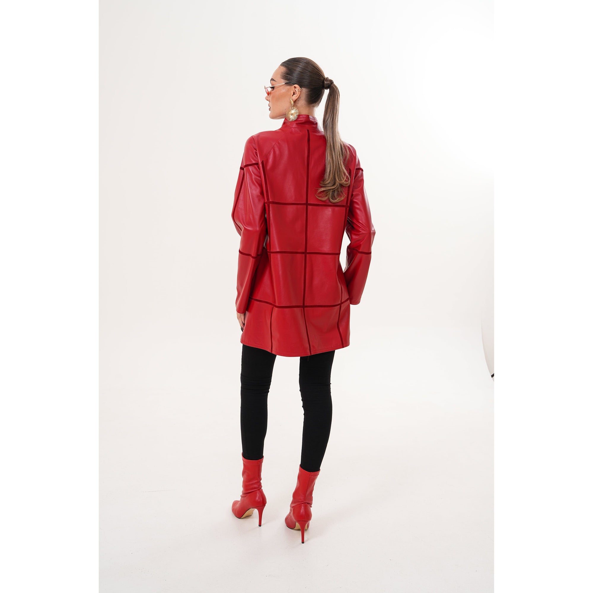 Vinci The Prado Reversible Red Leather Women Jacket