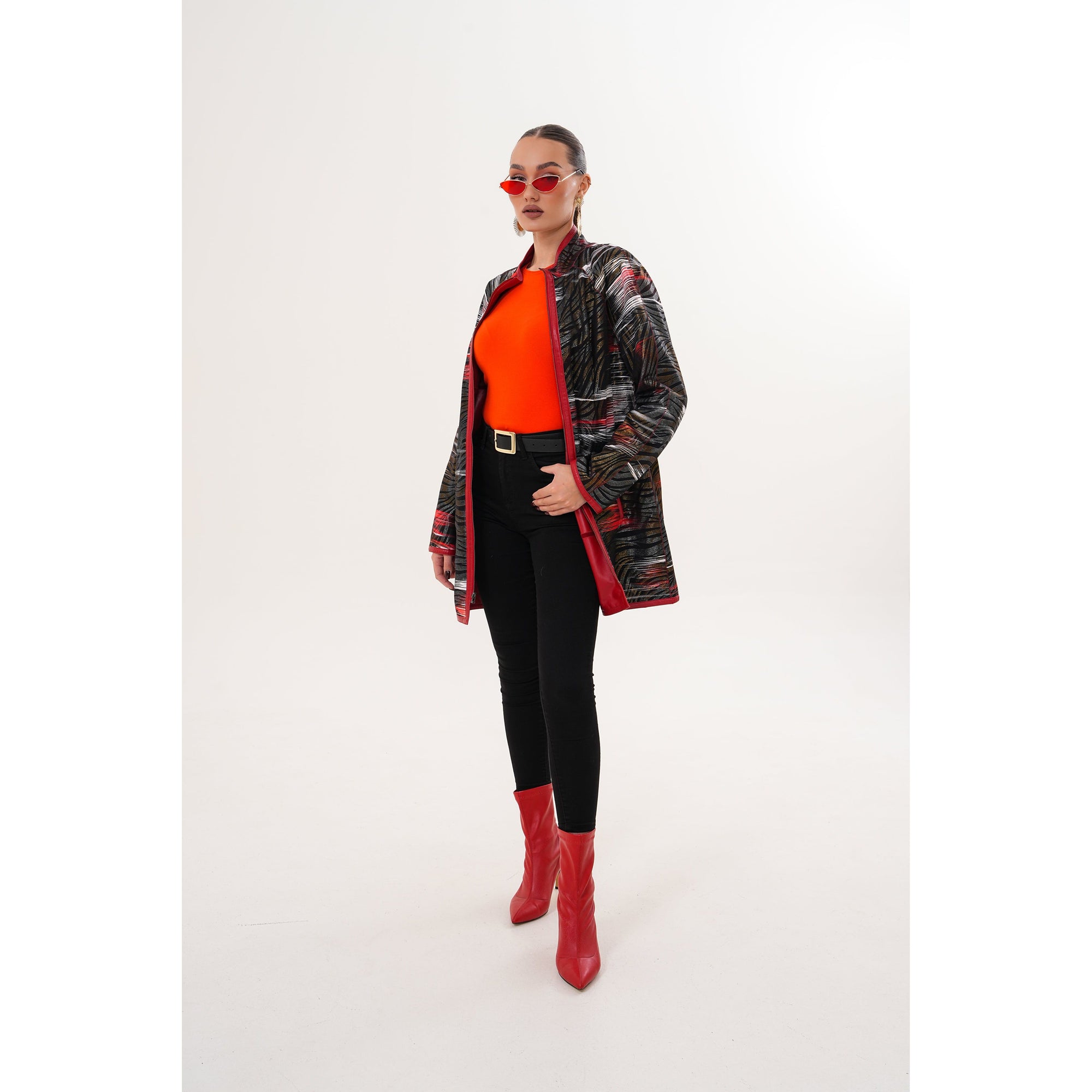 Vinci The Prado Reversible Red Leather Women Jacket