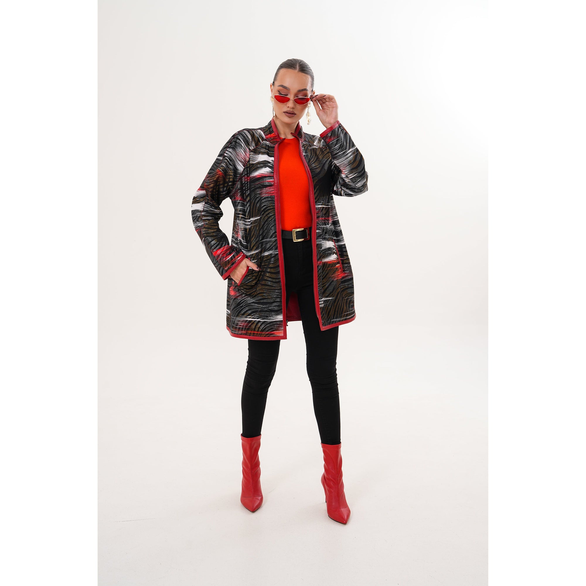 Vinci The Prado Reversible Red Leather Women Jacket