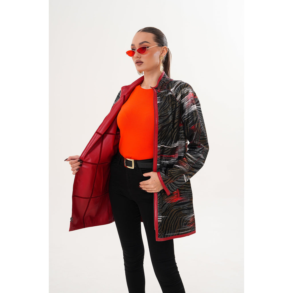 Vinci The Prado Reversible Red Leather Women Jacket