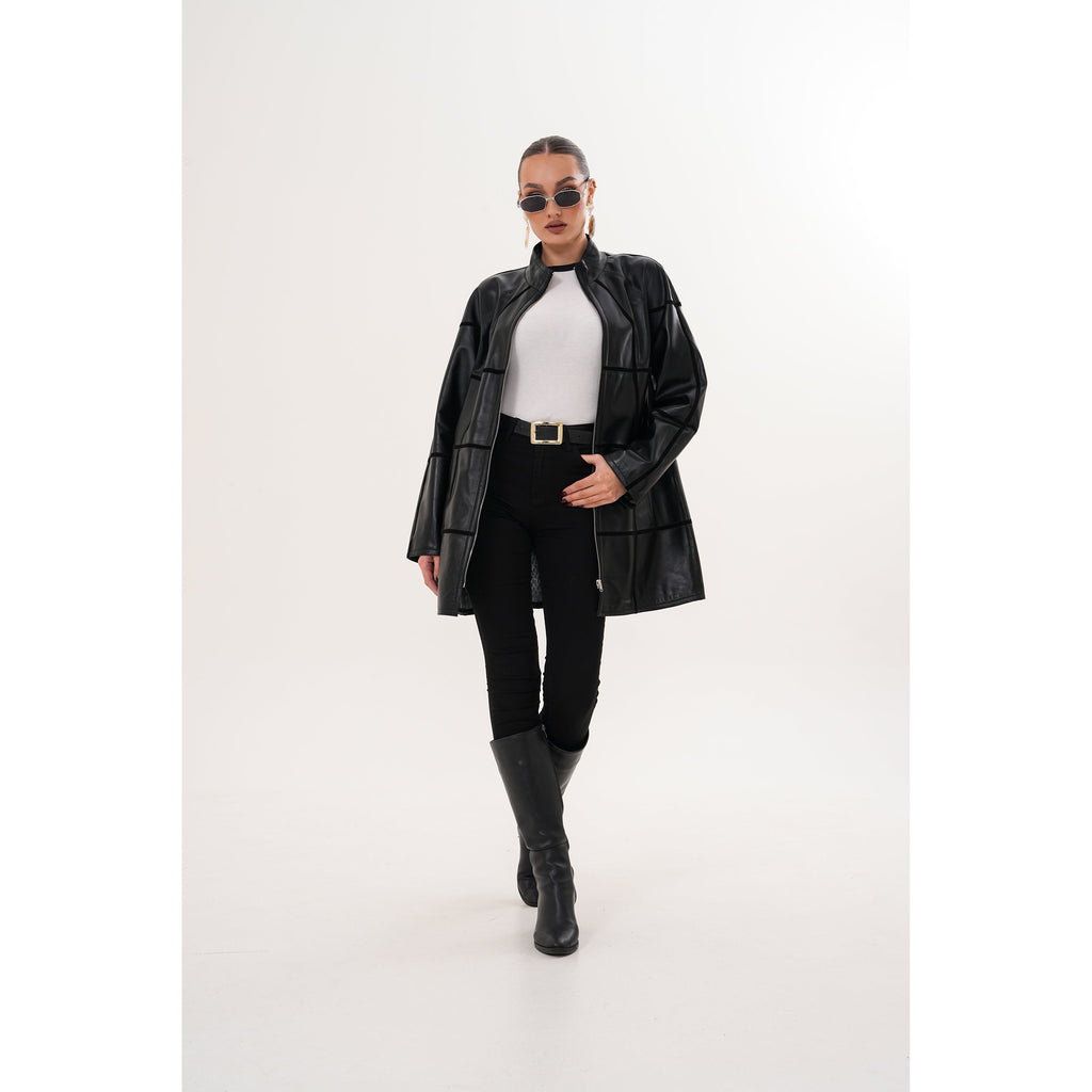 Vinci The Prado Reversible Black Leather Women Leather Jacket