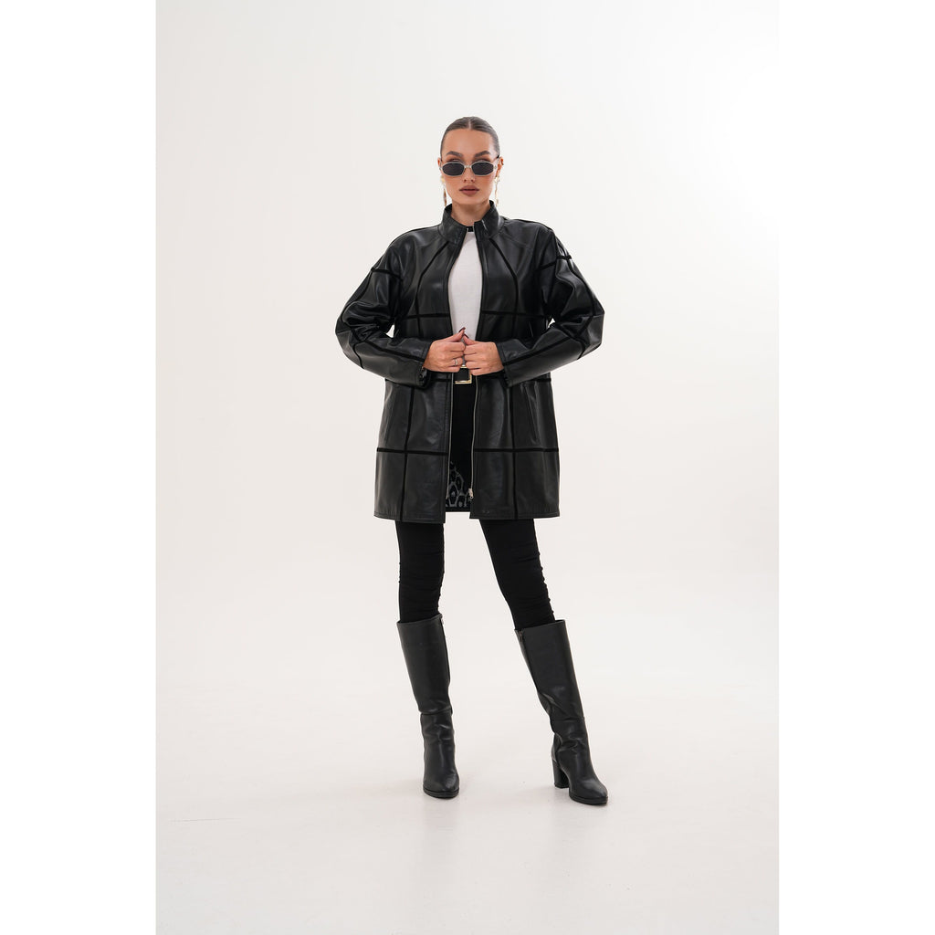 Vinci The Prado Reversible Black Leather Women Leather Jacket