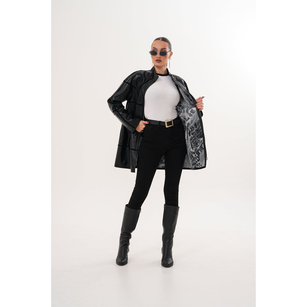 Vinci The Prado Reversible Black Leather Women Leather Jacket