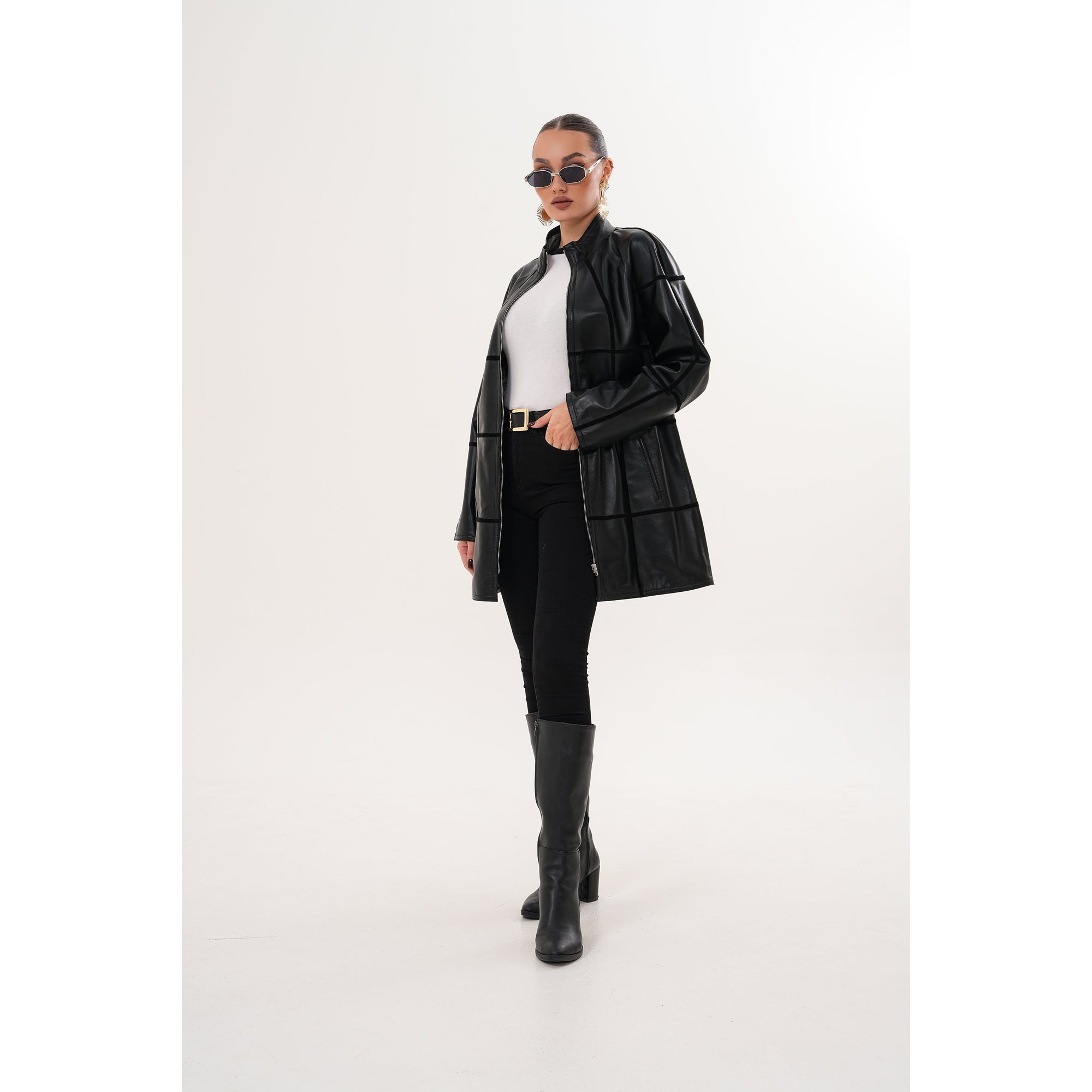 Vinci The Prado Reversible Black Leather Women Leather Jacket