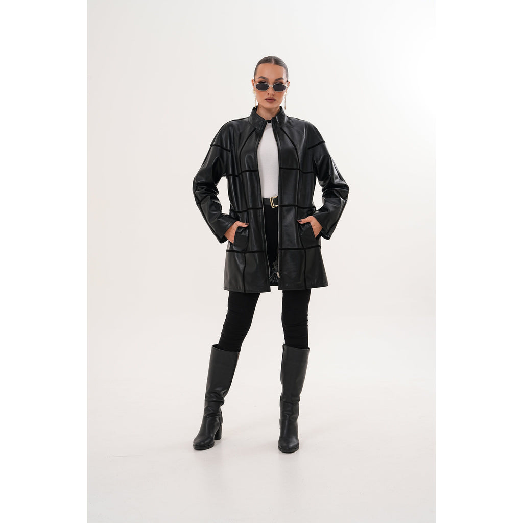 Vinci The Prado Reversible Black Leather Women Leather Jacket