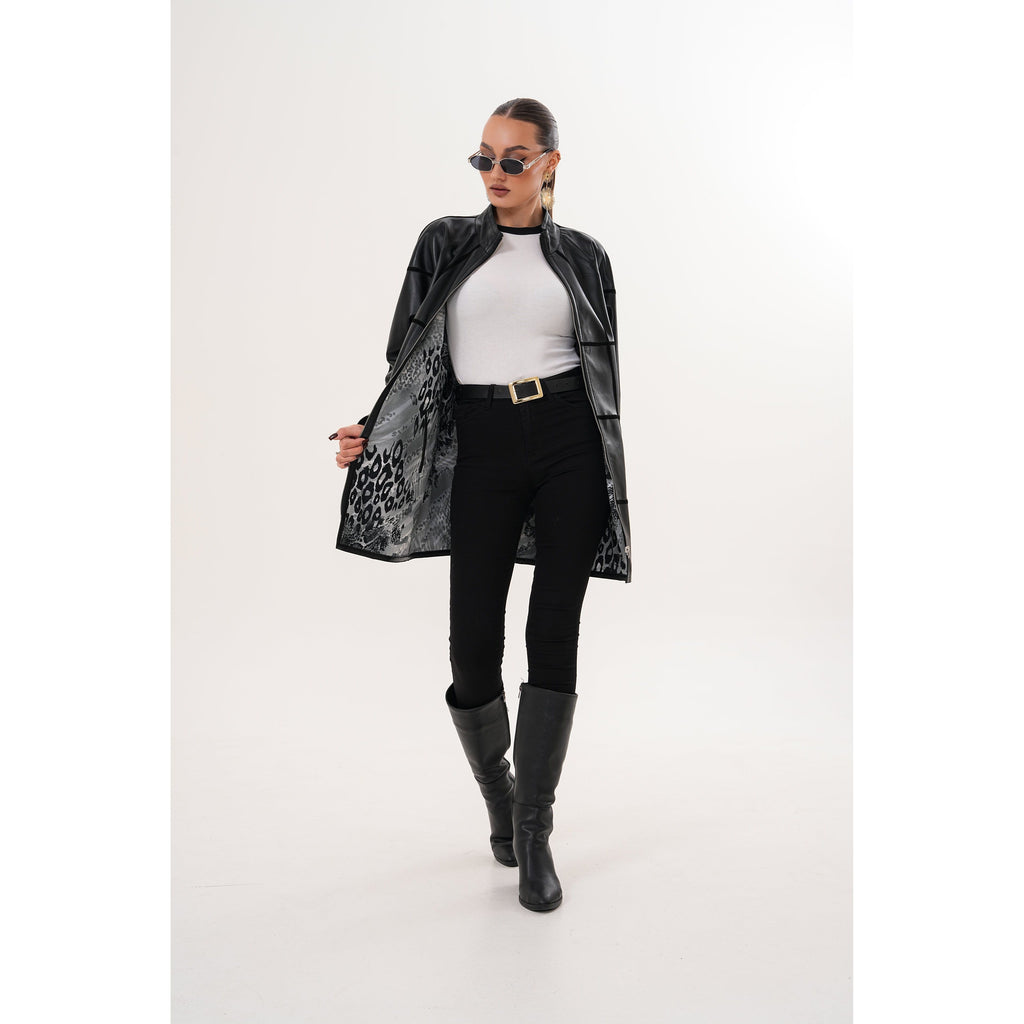 Vinci The Prado Reversible Black Leather Women Leather Jacket