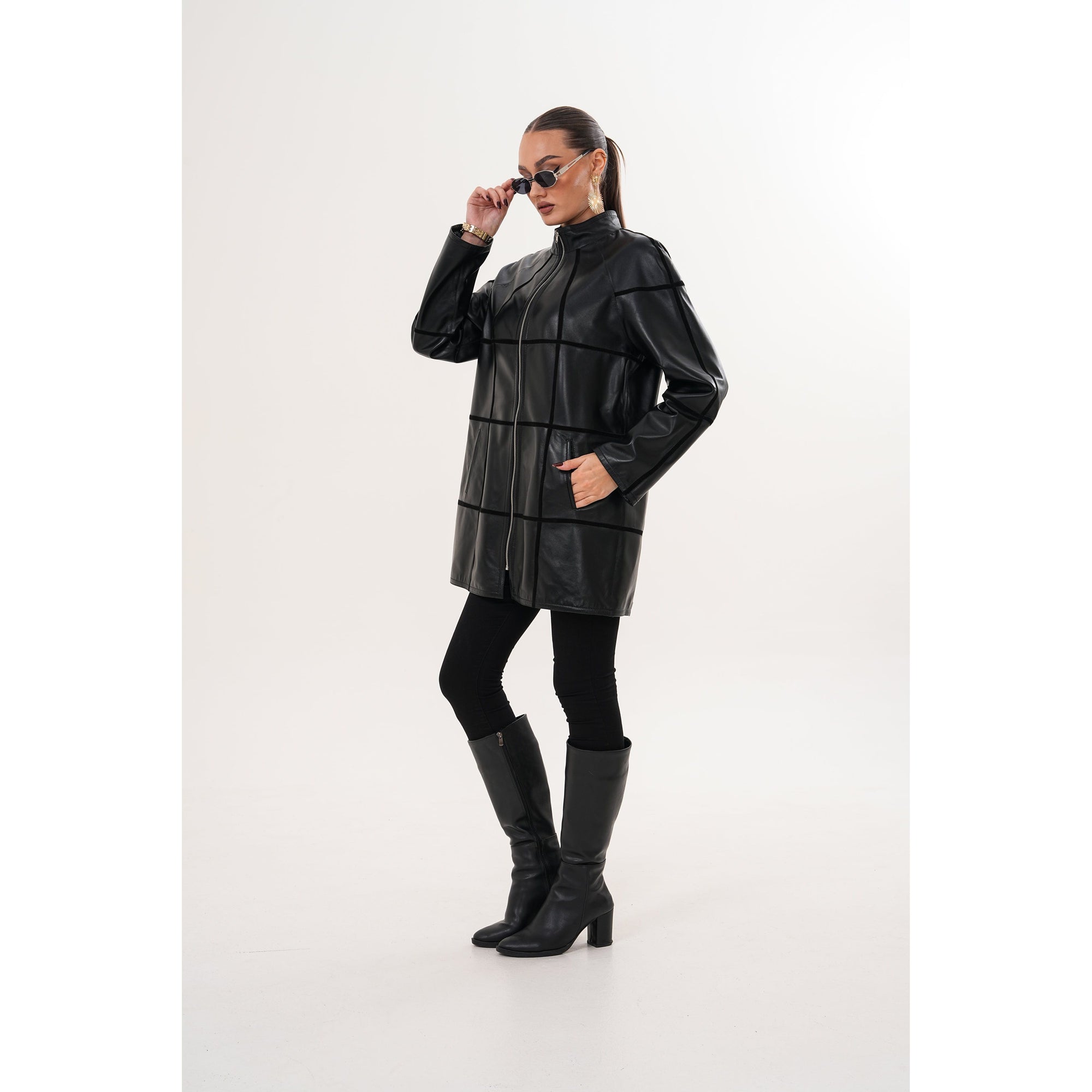 Vinci The Prado Reversible Black Leather Women Leather Jacket