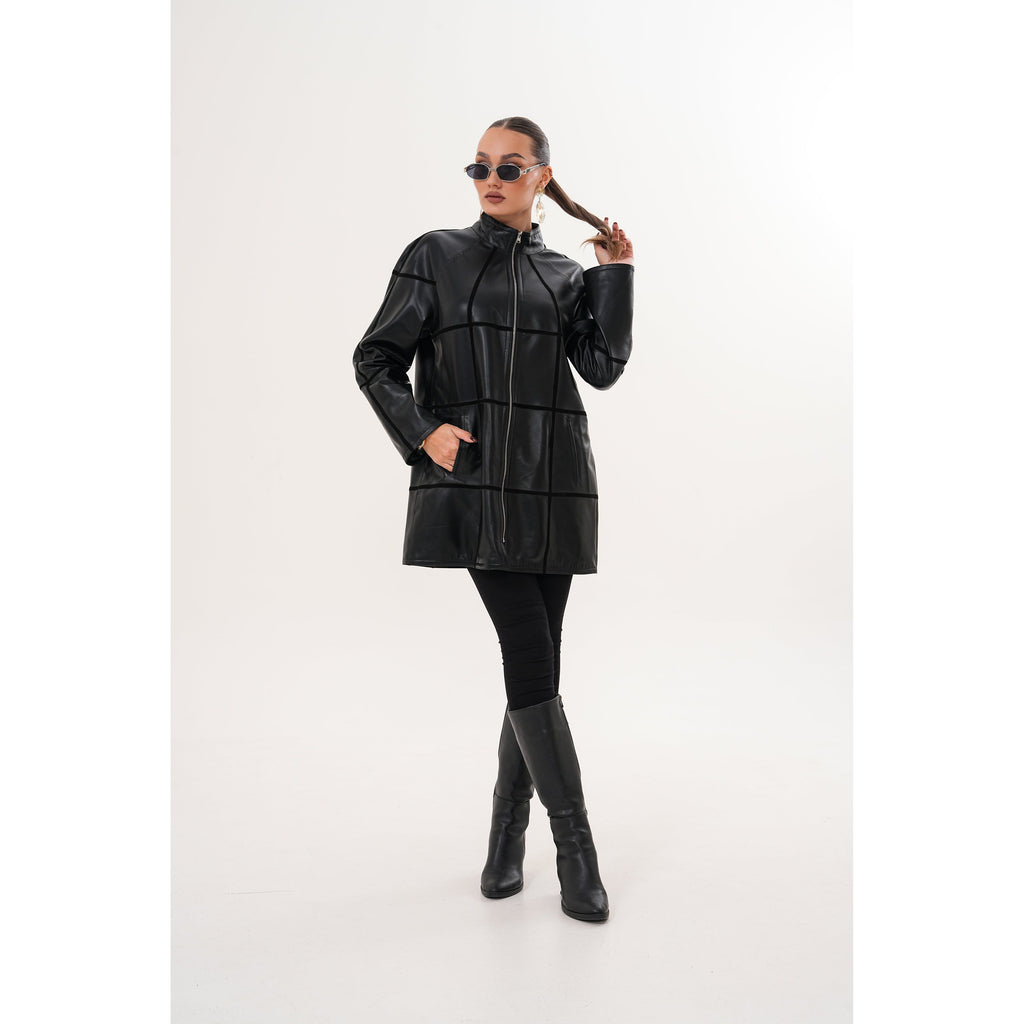 Vinci The Prado Reversible Black Leather Women Leather Jacket